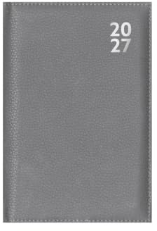 Terminplaner 2026, A6, Wochenansicht, kompakter grauer Kunstleder-Planer, leicht, tragbar, Taschen-Organizer, Handtasche, Schule, Reisetagebuch