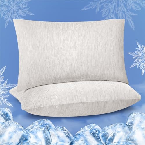 Fittia Arc Chill Cooling Pillowcases for Hot Sleepers, 2-Pack 50x75 Taupe | Q-Max>0.45 dual-sided cooling, breathable & night sweats relief, hidden zipper, machine wash.