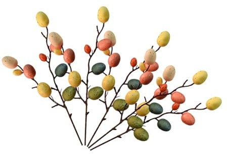 SOLUSTRE Teiliges Bunte Frühlings-Eier-Dekoration mit Zweigen DIY Frühjahrsdeko für Zuhause Büro und Party Farbenfrohe Frühlingsakzente für Frühling und Frühlingsblumenarrangements