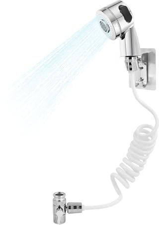 Doccetta Lavandino, Set Soffione Doccia con Tubo Flessibile Estensibile Supporto, Doccino Rubinetto Bagno, per Lavaggio Capelli, Pulizia Cura Animali, Facile da Installare