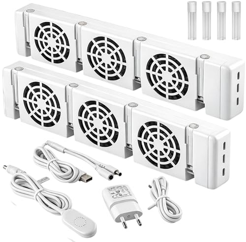 2er Set Heizkörperlüfter Heizungsventilator Heizgebläse Heizkörper Ventilator leise automatisch mit 3 Lüfter bis zu 22% Energieeinsparung Magnet USB-C
