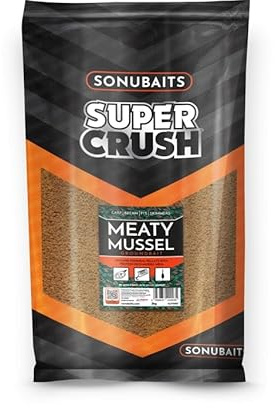 Sonubaits Supercrush Fleischmuschel-Mix, 2 kg, Match-Angelköder für Karpfen, F1s und Qualitätsfische an Rute oder Method-Futterstation, mittelstarke Fischmehl-Mischung mit attraktivem Muschelmehl