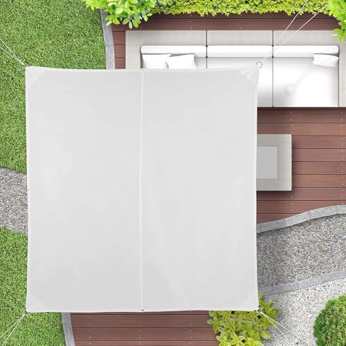 VERDELOOK | Tenda Vela Quadrata Bianca 5x5 m, Vela Ombreggiante in Polietilene HDPE 180 gr/m² con Anelli in Acciaio e Bordi Rinforzati, Telo Ombra per Giardino, Terrazza e Balcone