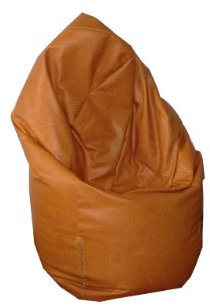 Natalia Spzoo Sitzsack Medium Point aus Kunstleder – Wasser- und Schmutzabweisend, mit Polystyrolfüllung (Gelb-dunkel)