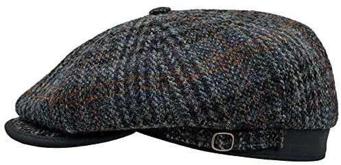 Sterkowski Malone | Tweed Schlägermütze | Tweedmütze Gatsby Schiebermütze Herren Flat Cap Mützen Herren Wintermütze Herren Mütze Kappe Kappen Shelby Mütze Cap Herren 55 Blau