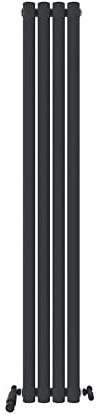 VeeBath Montpellier Matt Anthracite Low Carbon Mild Steel Vertical Single Panel Bathroom Heating Radiator - 1600 x 240mm