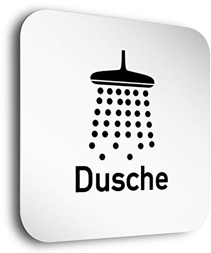 Türschilder24 Aluminium- Türschilder der Extraklasse! • Dusche • In der Größe 150 x 150mm • Besonderheit: unsichtbare 5mm Abstandhalter verleihen dem Türschild einen exklusiven schwebe Effekt