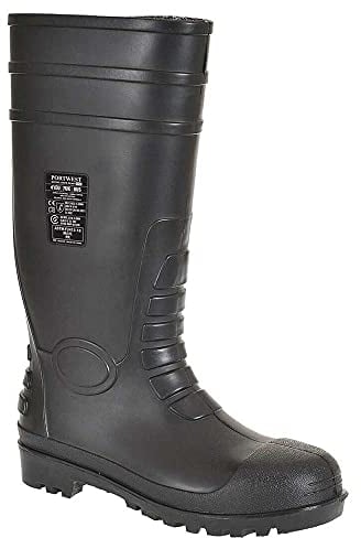 Portwest FW95 S5 Stivali di sicurezza in gomma, Unisex - Adulto, SRC, Nero (Nero Bkgr), 41 EU (7 UK)