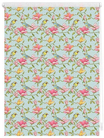Lichtblick Klemmfix Tageslicht-Rollo mit Motiv, ohne Bohren, Blickdicht, Seitenzugrollo, Made in Germany, Birds - Grün Pink 100 x 150 cm (B x L)