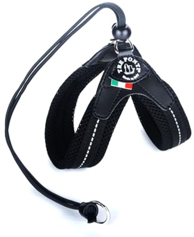 Tre Ponti Geschirr Easy Fit Soft Mesh mit Kurdelzug schwarz 37-42 cm bis ca. 6 kg
