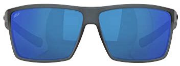 Costa Del Mar Lentes de sol rectangulares Rincon para pesca y deportes acuáticos para hombre, Cristal ahumado mate/gris azul espejo polarizado, 580p, 63 mm