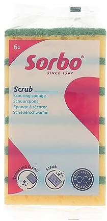 Sorbo Scheuerschwämme, groß, extra stark, 6 Stück, super strapazierfähig und langlebig