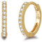 Damen Creolen Ohrringe 925 Sterling Silber Gold Vergoldet mit Zirkonia, Durchmesser: 13 mm