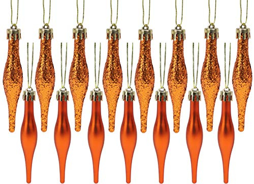 Christmas Concepts® Pack Of 15-8.5cm, 85mm (3.4) Droplet Baubles - Matte & Glitter Design - Christmas Baubles (Copper)