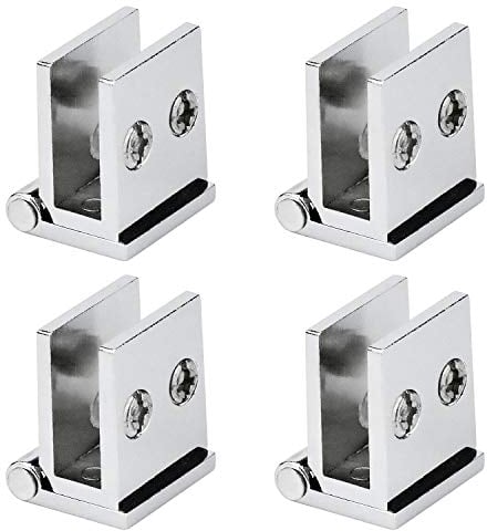 Lot de 4 Charnière pour Porte en Verre, Angle Ouverture 0° Charnières de Serrage de Meuble de Cuisine, Vitrine, Douche, pour Verre Epaisseur de 5 mm à 8 mm