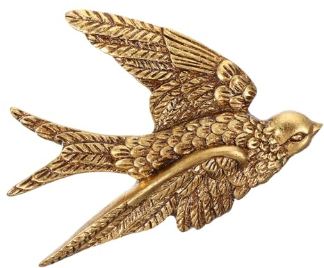 Yardwe Gold Bird Wall Decor, 3D Resin Swallow Sculpture 4.7 x 3.5 in, Vintage Bird Wall Art for Living Room, Bedroom, Office and Garden