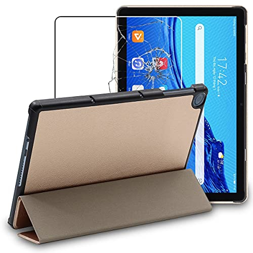 ebestStar - Hülle für Huawei MatePad T 10 T 10S, Slim Smart Cover (Ultra Dünn), Schutzhülle Etui, Ständer Case Cover, Gold + Panzer Schutz Glas
