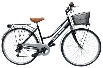Bicicletta Donna da Passeggio Olanda Misura 28 Bici da città Vintage retrò con Cestino Nero Con Cambio