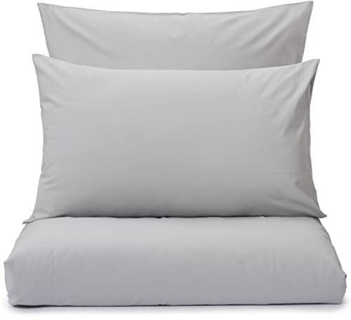 URBANARA MATA Essential Kissenbezug 2X 40x80 cm I 100% Baumwolle Made in Portugal Oeko Tex 100 I Weich Unifarben Atmungsaktiv mit Reißverschluss 2-TLG Set I Hellgrau