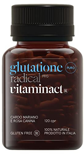 Glutatione Plus Puro Radical Pro – L’unico Con 120 Compresse Con Massimo Dosaggio – Potenziato Con Rosa Canina e Cardio Mariano – Antiossidante – Disintossicante-Immunostimolante