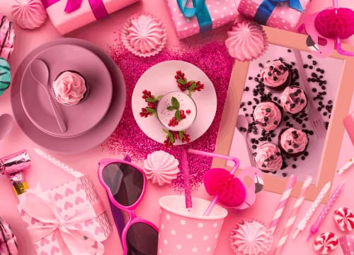 Brain Tree - Pink Table 500 Piece Puzzles for Adults: With Droplet Technology for Anti Glare & Soft Touch
