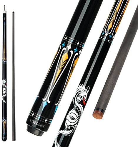 KONLLEN Carbon Fiber Pool Queue Stick Dragon Professional (Vollcarbon Technologie mit geringer Durchbiegung Billard, 12.5mm, 147cm) (KL-10YF)