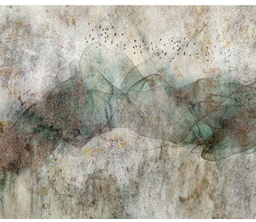 decomonkey Fototapete Landschaft Abstrakt 350x256 cm Tapete Fototapeten Vlies Tapeten Vliestapete Wandtapete moderne Wand Wandbild Schlafzimmer Wohnzimmer Natur Abstrakt Vögel Steine