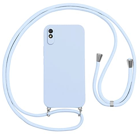 Vauki handyband für Xiaomi Redmi 9AT/Redmi 9A Hülle 6.53, HandyHülle mit Band Stoßfest Silikon Schutzhülle mit Kordel Abnehmbar zum Umhängen, Dünn Lanyard Weich Case für Redmi 9A / Redmi 9AT, Lila