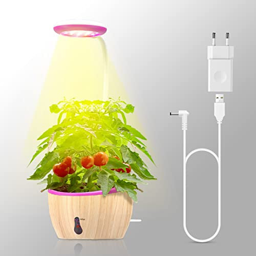 HYECHO Lampe pour plantes d'intérieur avec pot, jouet pour pot de fleurs pour enfants, spectre 3 couleurs, adaptée à la culture des semis, chronométrage automatique et division de l'eau