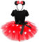 Lito Angels Minnie Fancy Dress Up Costume with Mouse Ears Bowknot Hair Hoop for Kids Girls, Halloween Birthday Party Polka Dot Tutu Skirt, Age 6-7 Years, Red