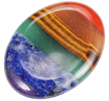 CrystalTears 7 Chakren Handschmeichler Oval Edelstein Palm Stein Reiki Healing Chakra Steine Worry Stone Kristall Holistic Balancing Deko