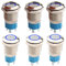 RUNCCI-YUN 6 Piezas 12mm Autobloqueo Pulsador de Metal DC 3A 12V-24V Acero Inoxidable Impermeable Interruptor de Botón Redondo para Coche Lámpara Timbre (Cabeza Plana) Anillo de Luz LED Azul
