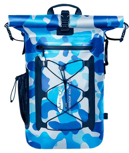 AFISHTOUR 35L Wasserdichter Rucksack für Damen und Herren: Rollverschluss Dry-Bag mit Schwimmfunktion für Kajak, Rafting(Blau)