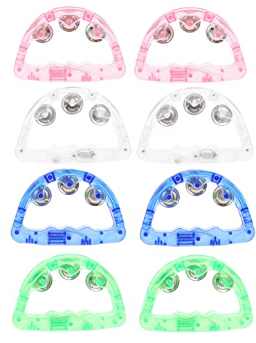 Milisten 8 Stück Lichter Percussion mit blinkendem Schütteln Hand Rassel Tamburine Spielzeug Schellen Glocke Licht für Erwachsene Kinder Cheering Glow Random Playthings Rhythmus Hochzeit Handheld