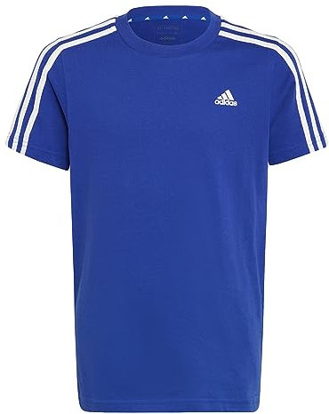 adidas Unisex Kinder Essentials 3-Stripes Cotton Tee, Blue/White, 15-16 Years