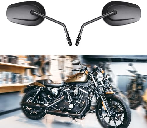 WTZMOTO Motorrad Seitenspiegel, M8 Schwarz Motorrad Rückspiegel für Sportster 1200 XL883 Kompatibel mit Harley Davidson Road King, Dyna Softail Road Glide (Schwarz)