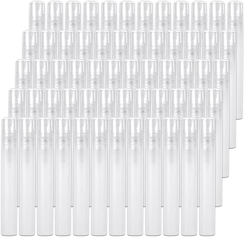 SENENQU 60 Stück 10ml Parfumzerstäuber Sprühflasche, Mini Sprühflasche Parfum Transparent, Leer Zerstäuber Sprühflaschen 10ml, Duftproben Fläschchen für Parfüm, Körperpflege Flüssigkeit, Kosmetik