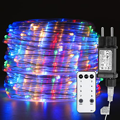 Herrselsam LED Lichterschlauch 10M LED Schlauch IP65 Wasserdicht mit Fernbedienung und 8 Modi Dekorative Lichterkette Bunt Helligkeit Dimmbar für Außen Innen