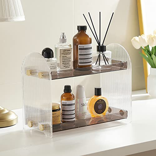 Beelee Badezimmer-Organizer mit 2 Ebenen, Acryl, Make-up-Organizer, Parfümtablett, Gewürzregal, Organizer, Aufbewahrungsregal für Badezimmer, Küche, Wohnzimmer, Schlafzimmer, Schminktisch