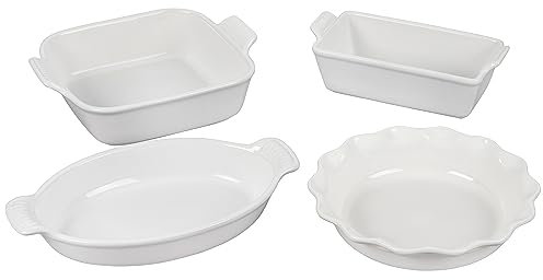 Le Creuset Stoneware 4 PC Heritage Bakeware Set, White