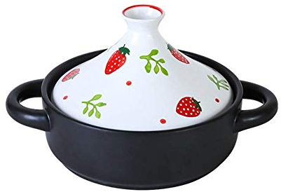 TEmkin Cooking Household Ceramic Casserole Saucepan with Ceramic Lid for Different Cooking Styles and Temperature Settings, White (Yellow) (White)
