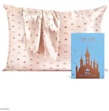 Disney x Kitsch Satin-Kissenbezug für Haare – weicher als Seidenkissenbezug für Haar und Haut, kühlender Satin-Kissenbezug mit Reißverschluss, Satin-Kissenbezüge, Standardgröße, Wüstenkrone, 1 Stück