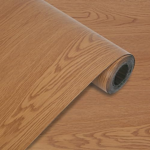 IGTOPS Revêtement de Sol en PVC Aspect Bois, Carreaux Adhésifs pour Sol en Vinyle - Épaisseur 0,15cm - Antidérapant - Imperméable - Panneaux Muraux, 40x300cm - 1,2m² (Bois Jaune-Marron)
