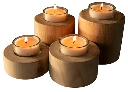 Miller Holz Teelichthalter - Kerzenständer Holz - Vielseitige Tisch-Deko für Weihnachten, Advent - Kerzenhalter, Teelichtständer, Adventskranz modern (Teelichthalter, Blöcke)