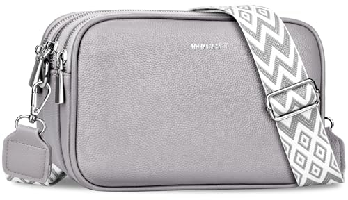 WACCET Umhängetasche Damen, Schultertasche PU Leder Moderne Crossbody Bag Damen mit Verstellbarem Breitem Schultergurt und Kartenfächern Handtasche Damen für Reisen, Arbeit und täglichen Gebrauch