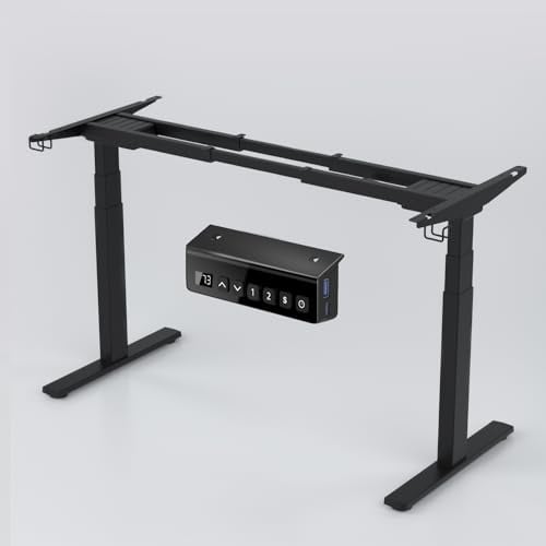 ERGOMAKER Höhenverstellbarer Schreibtisch Gestell mit 2 Motoren, Schreibtischgestell Höhenverstellbar mit Memory-Steuerung, 3-stufige Schreibtischgestell mit USB, Kollisionschutz Funktion(Schwarz)