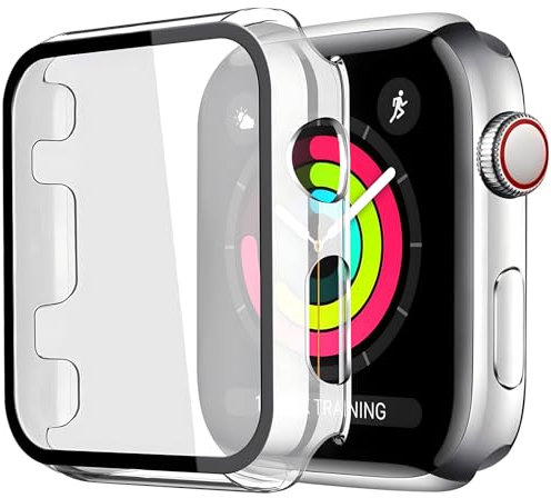 Whioltl Coque Transparente avec Protecteur d'écran en Verre trempé pour Apple Watch Series 3 Series 2 38 mm, Coque Transparente Ultra Fine, Pare-Chocs en PC Rigide Compatible avec iWatch Series 3/2