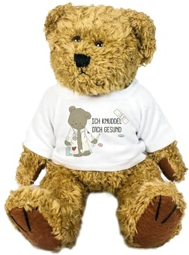 Teddy Kuscheltier Bär Stofftier Gute Besserung mit Wunschname personalisiert Trostspender für Groß & Klein bei Krankheit (Doktorbär ohne Name)