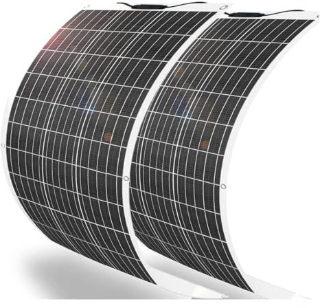Panneau solaire flexible 400 W 2 x 200 W 24 V/12 V monocristallin pliable – Panneaux solaires semi-flexibles pour camping-car, bateau, cabine, van, voiture, surfaces inégales