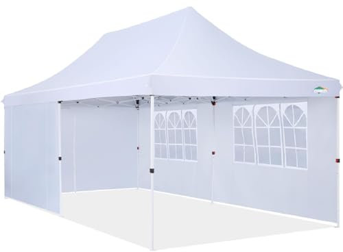 COBIZI Pop up Gazebo 3x6M with 4 Removable Sidewalls, Portable Gazebo for Parties, Wedding, Instant Sun Protection Shelter with Upgrade Raised Roof and Carry Bag, Outdoor Party Tent, White